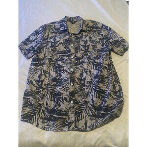 Volcom Men's T Shirt Large Cotton Front Pocket L Button Short Sleeve Black Gray